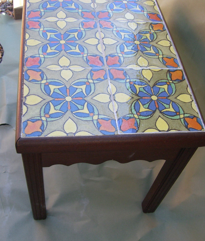 Malibu Tile Table, Monterey style Wood Base, 6-8" tiles