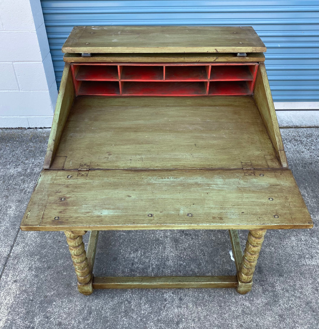 Early Monterey Slant Top Desk, Green finish