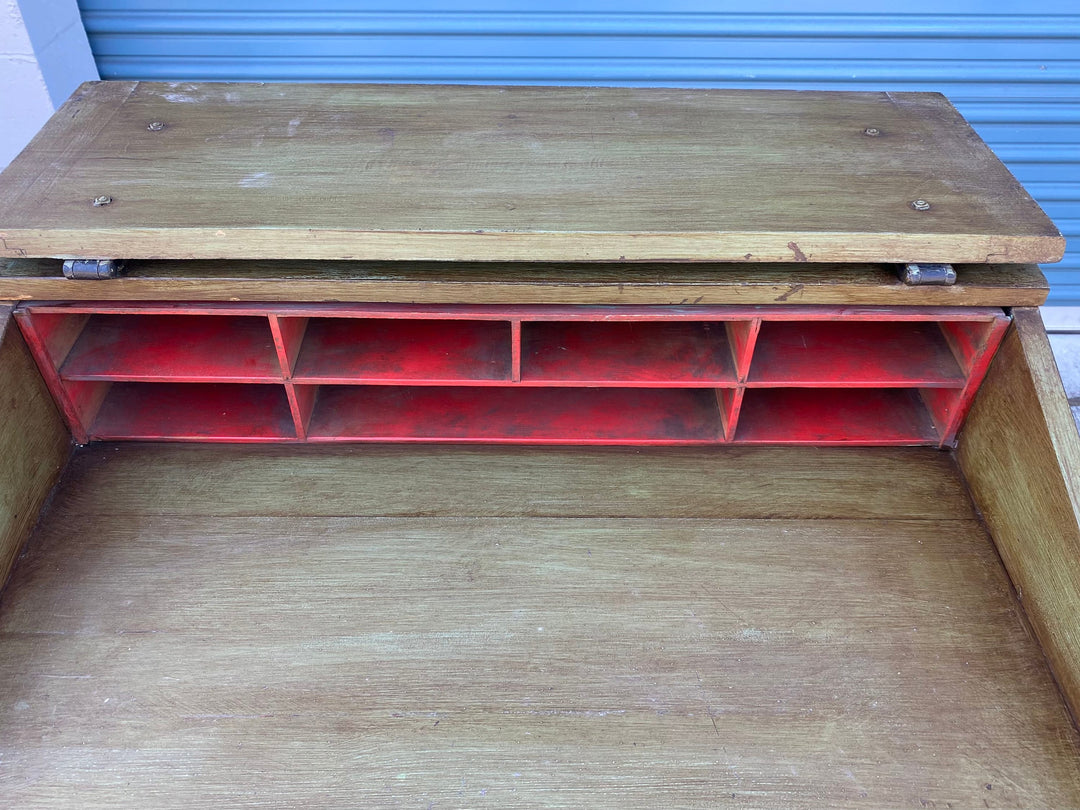 Early Monterey Slant Top Desk, Green finish