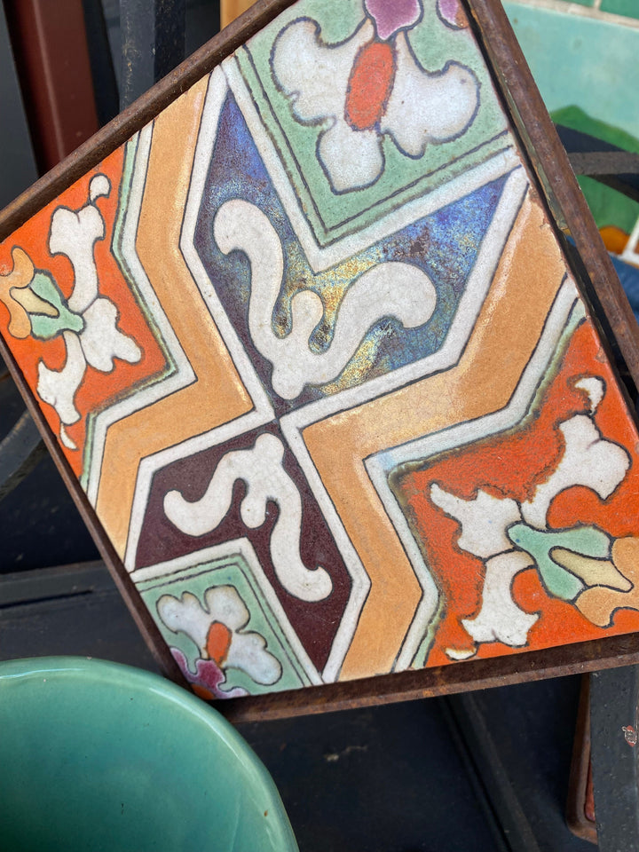 Vintage Malibu Potteries Tile Wall Planter with Bauer flower pot