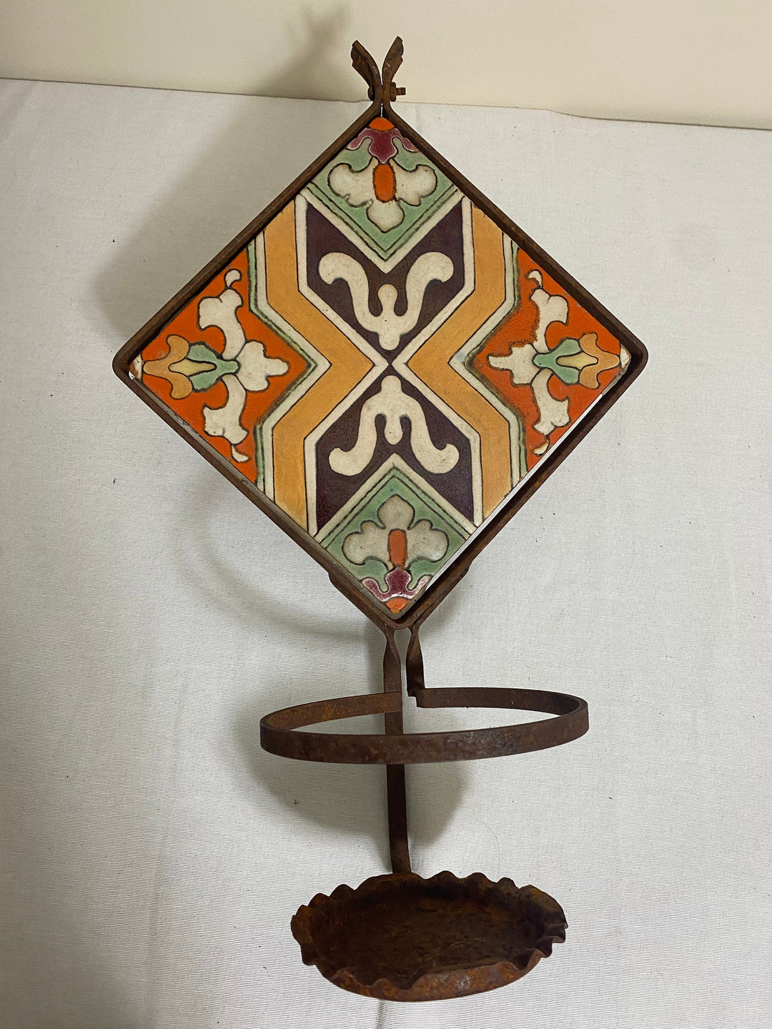 Vintage Malibu Potteries Tile Wall Planter with Bauer flower pot