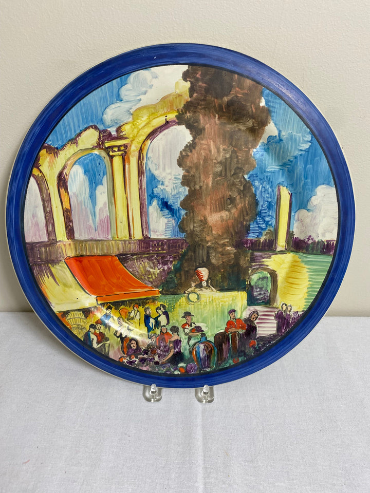 Catalina Spanish Market Scene, Artist Painted, 13 3/4"