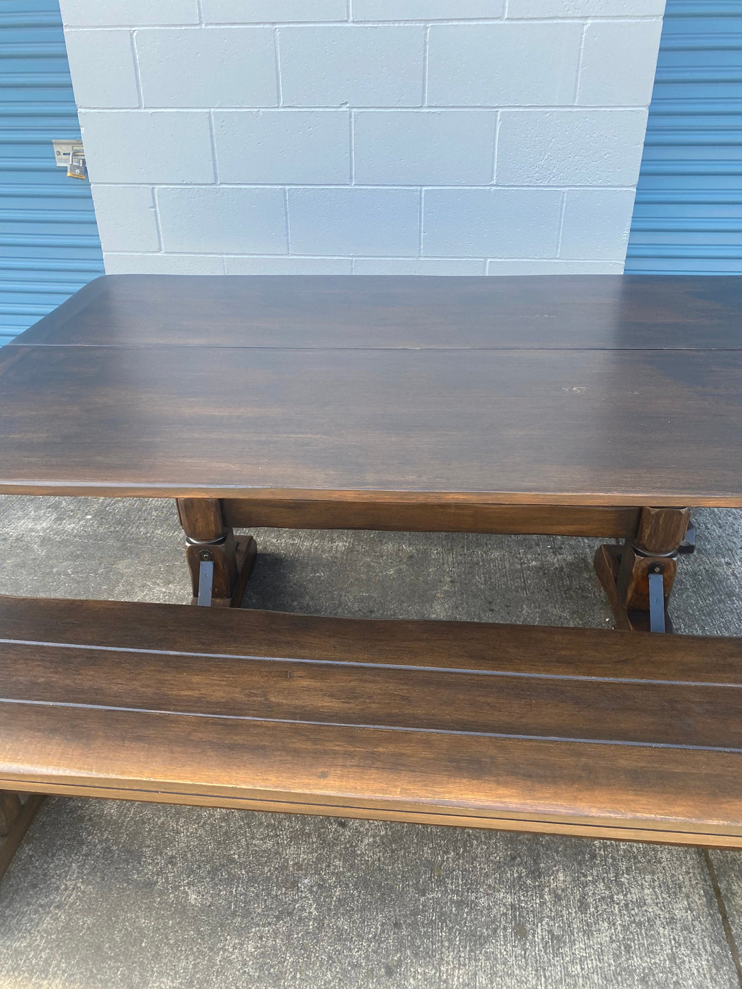 Rare Coronado Flip top Dining set, 2 benches, dark finish