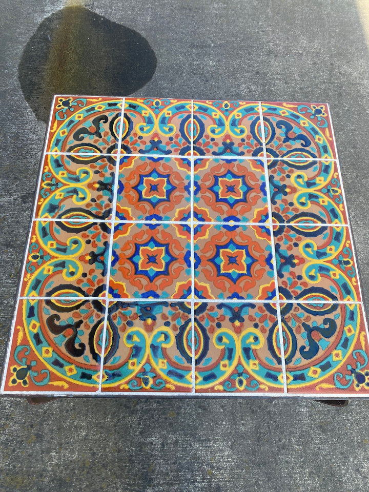 Taylor Tile Table, Tall with 6-6” tiles w/ wrought iron base