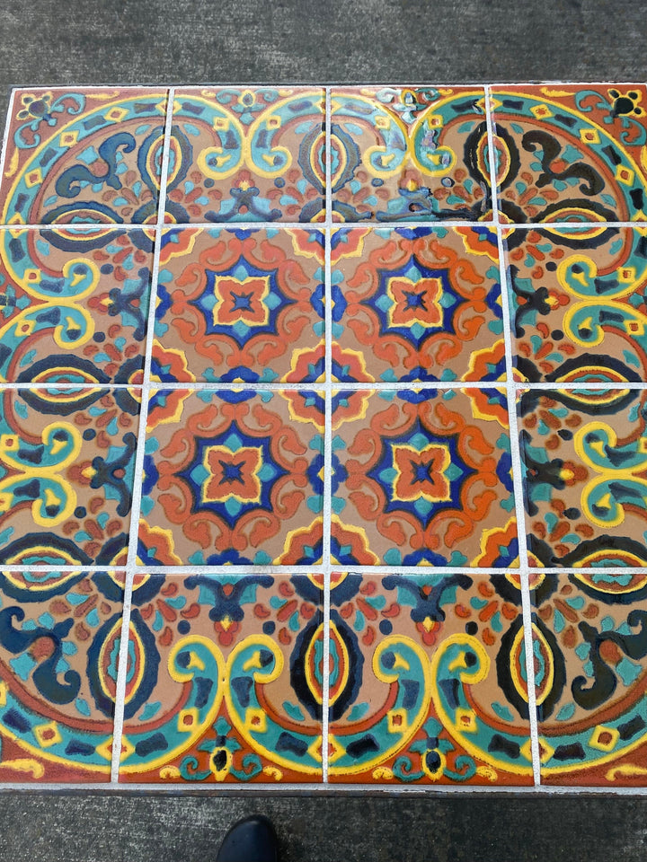 Taylor Tile Table, Tall with 6-6” tiles w/ wrought iron base