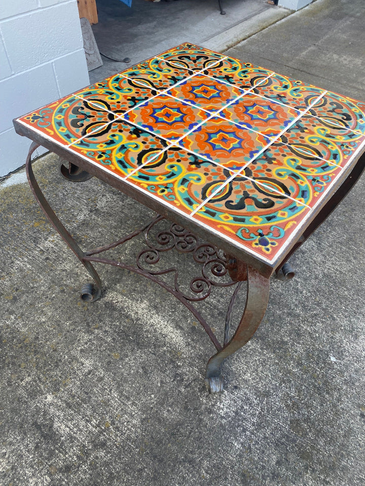 Taylor Tile Table, Tall with 6-6” tiles w/ wrought iron base