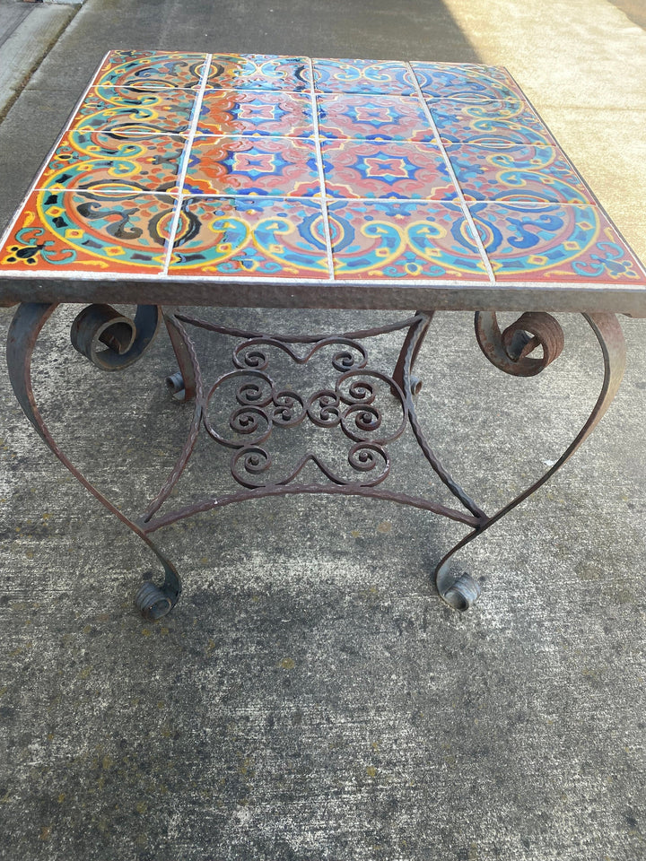 Taylor Tile Table, Tall with 6-6” tiles w/ wrought iron base