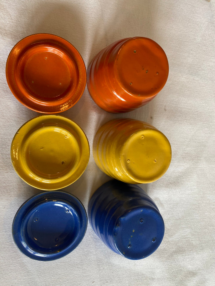 California Rainbow Covered Compotes, set of 3 w/lids