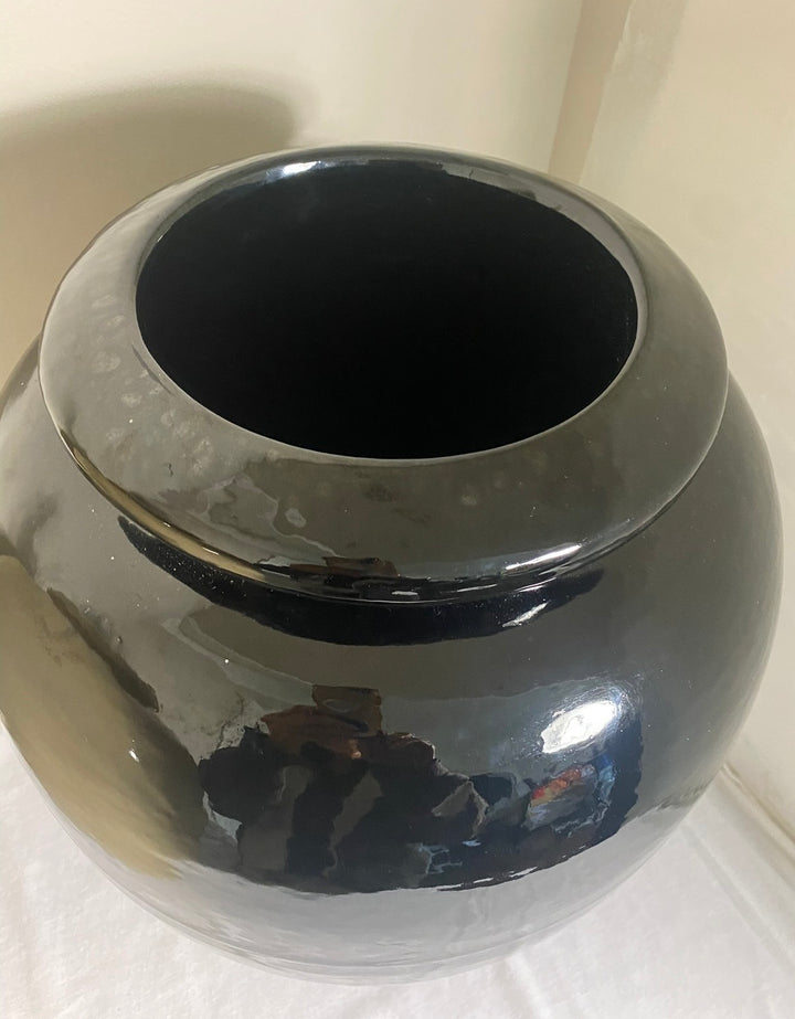 SOLD. Bauer Oil Jars, rare black glaze (Pair)