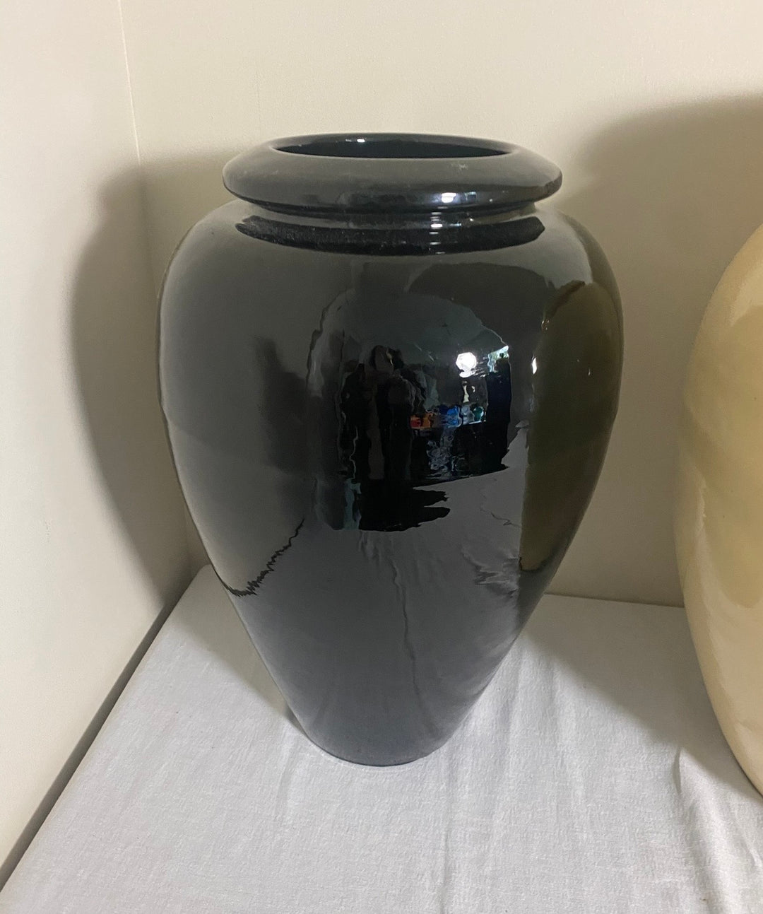 SOLD. Bauer Oil Jars, rare black glaze (Pair)