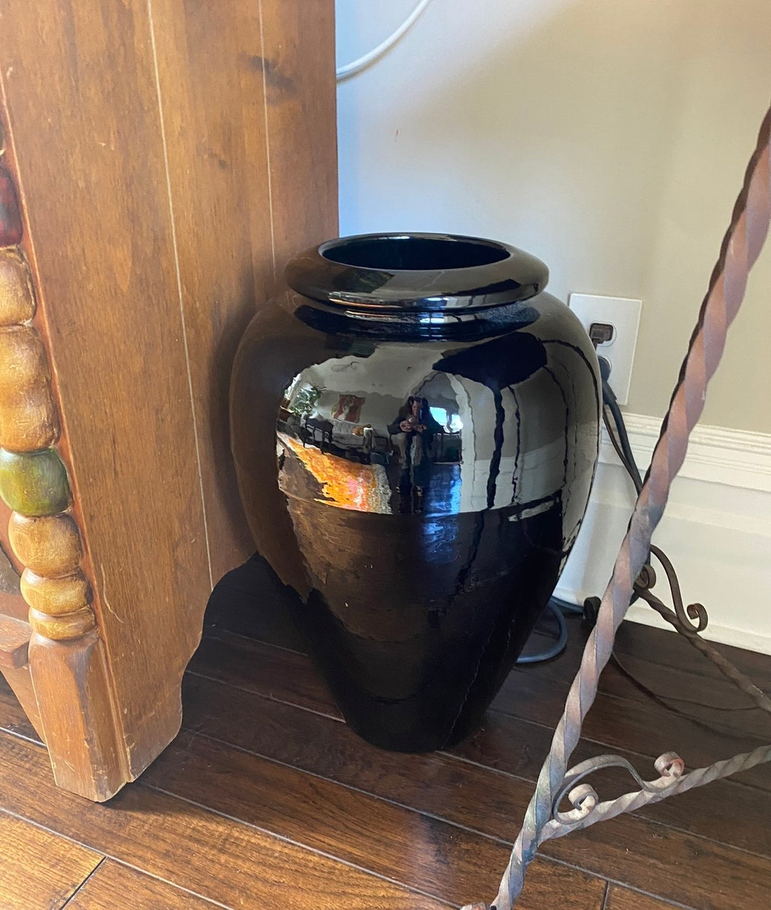 SOLD. Bauer Oil Jars, rare black glaze (Pair)