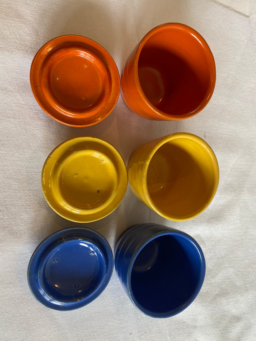 California Rainbow Covered Compotes, set of 3 w/lids