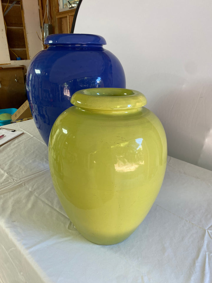 Bauer Oil Jar, Rare Chartruese Glaze, 16" tall