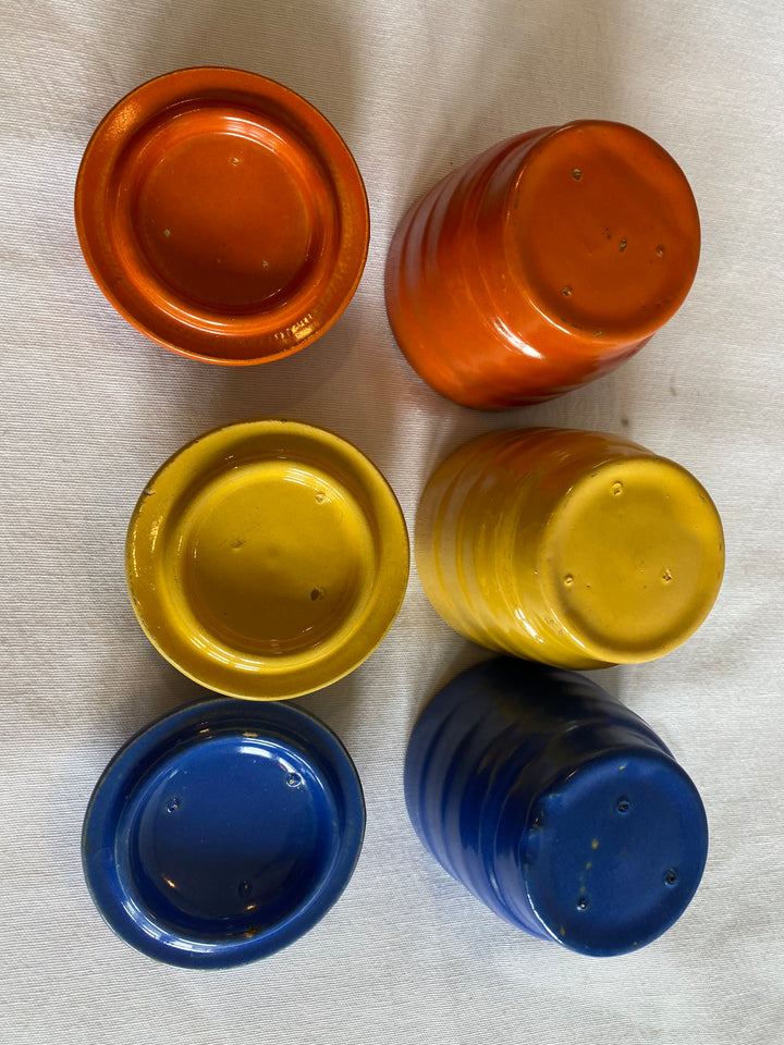 California Rainbow Covered Compotes, set of 3 w/lids