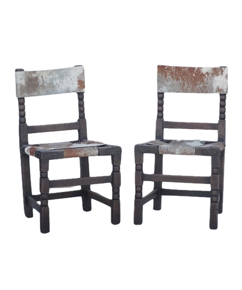 Monterey Furniture Chairs, Pair, Cowskin