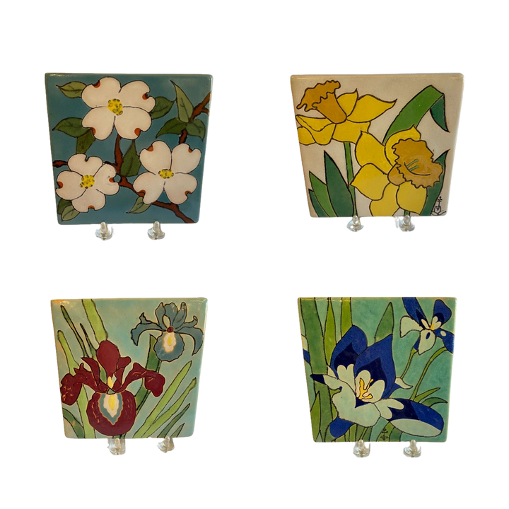 San Jose Potteries Floral Tiles, Priced individually