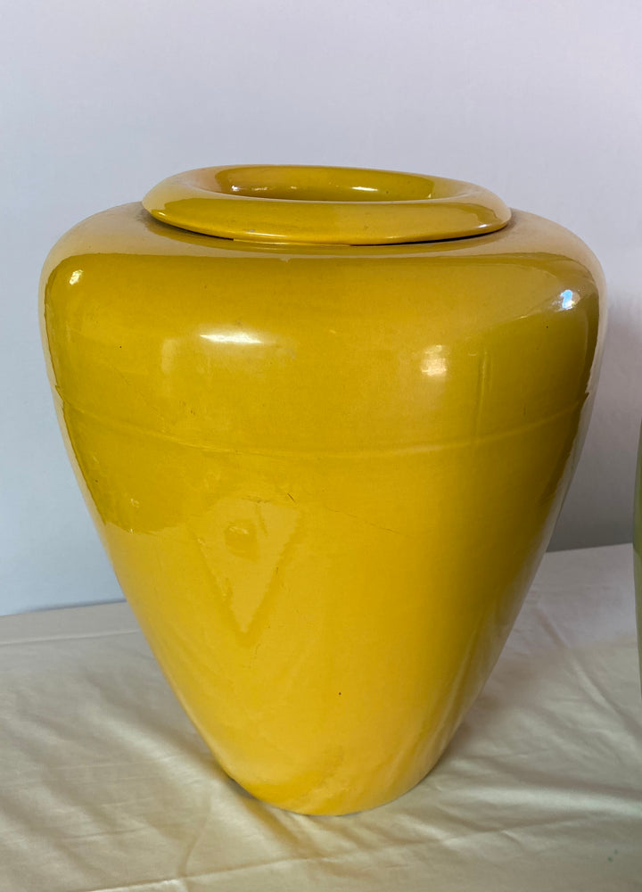 Garden City Oil Jar, 17 1/2" tall, Deep Yellow Glaze