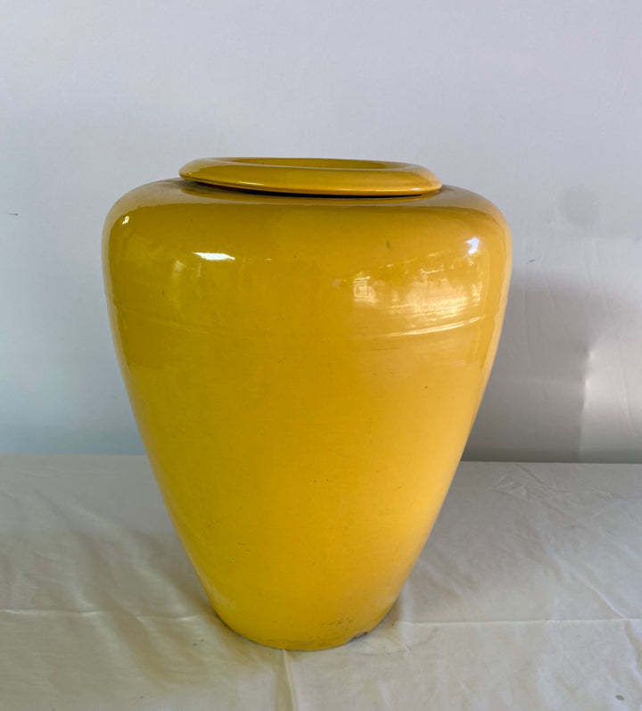 Garden City Oil Jar, 17 1/2" tall, Deep Yellow Glaze