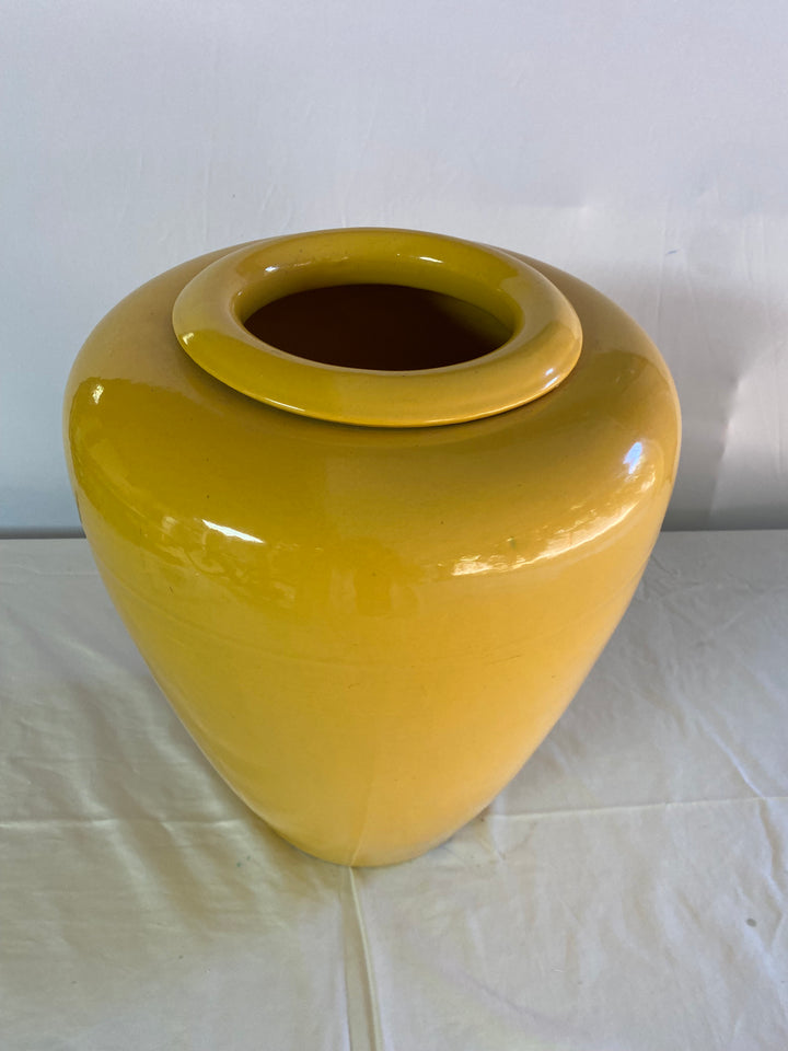 Garden City Oil Jar, 17 1/2" tall, Deep Yellow Glaze