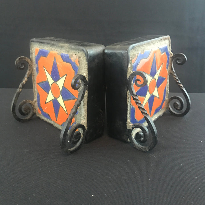 Catalina Star Tile Bookends, Wrought Iron