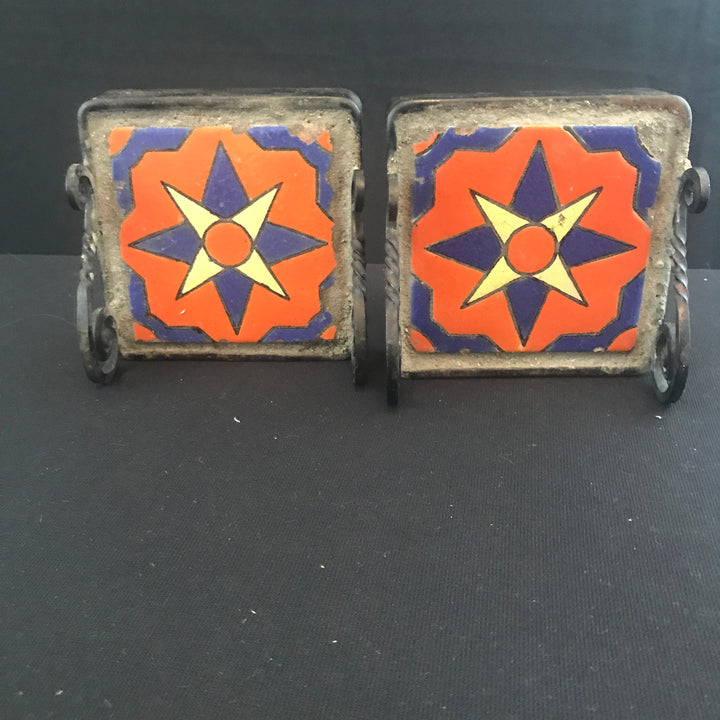 Catalina Star Tile Bookends, Wrought Iron