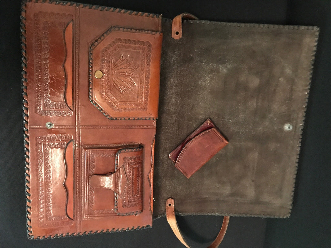 Mexican Hand-tooled Vintage Leather Purse