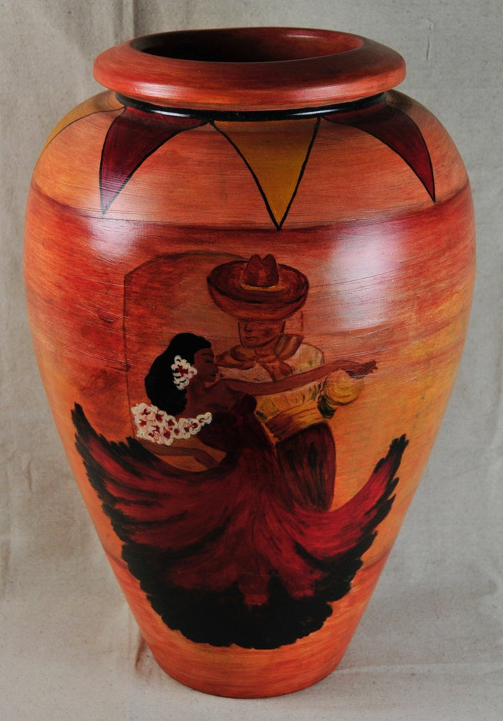 Vintage Bauer Oil Jar #129 with Hand Painted Spanish Dancers