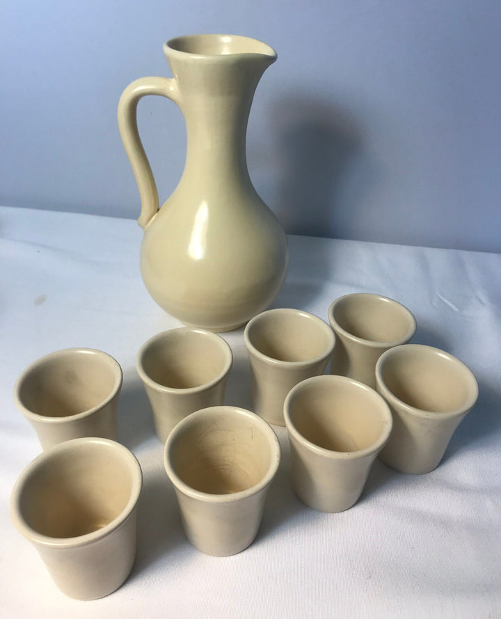 Catalina Wine Pitcher and Set of 8 Wine Cups, White Celebrity Provenance