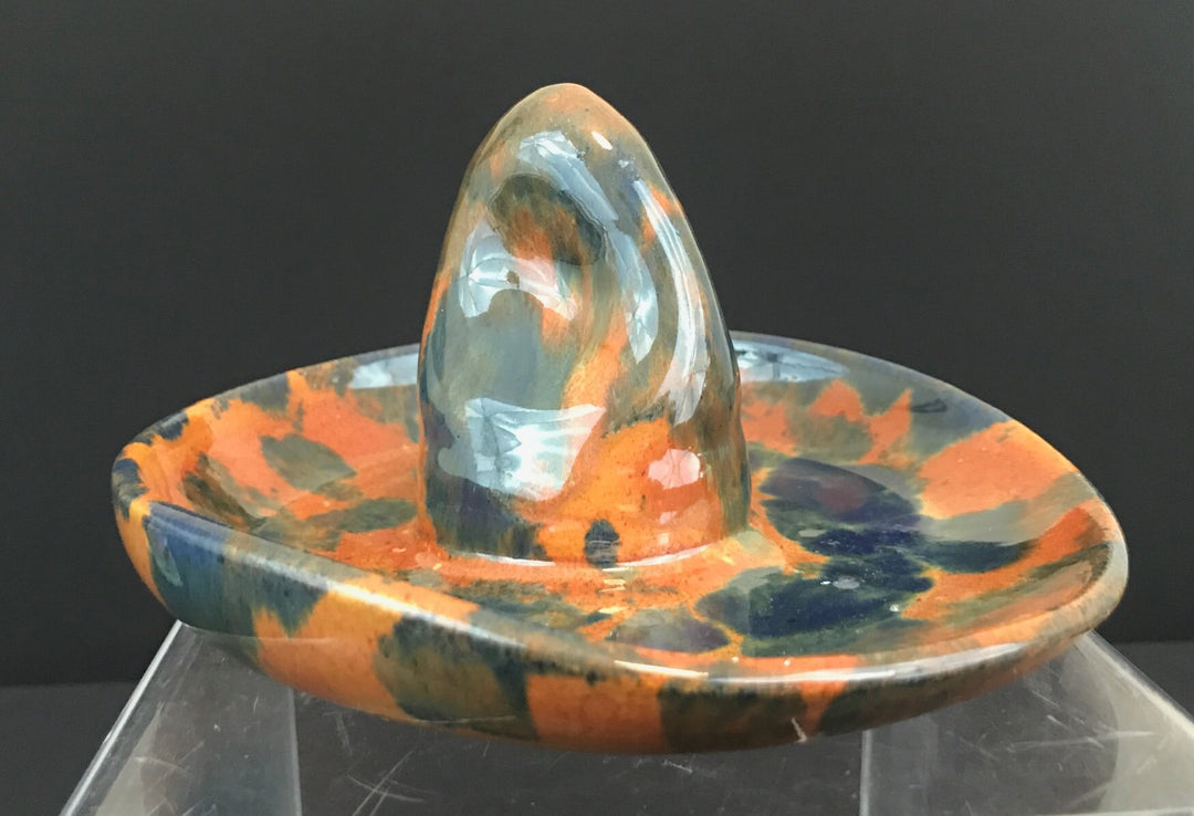 San Jose Workshop Sombrero, blended blue and orange glaze