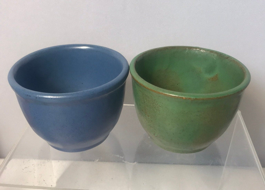 Set of 2 Early Catalina Custard Cups, Descanso green and Blue
