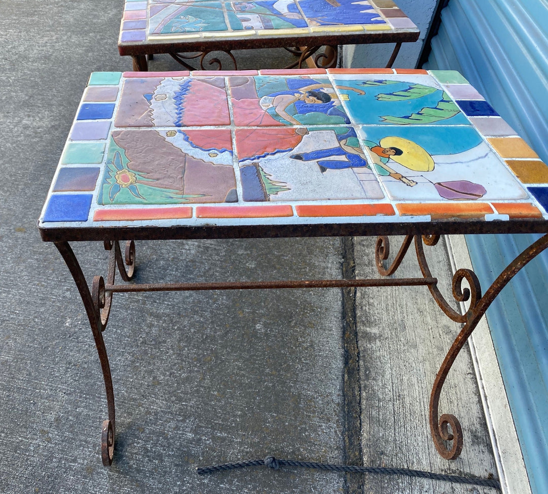San Josè Tile, Scenic Table with Wrought Iron