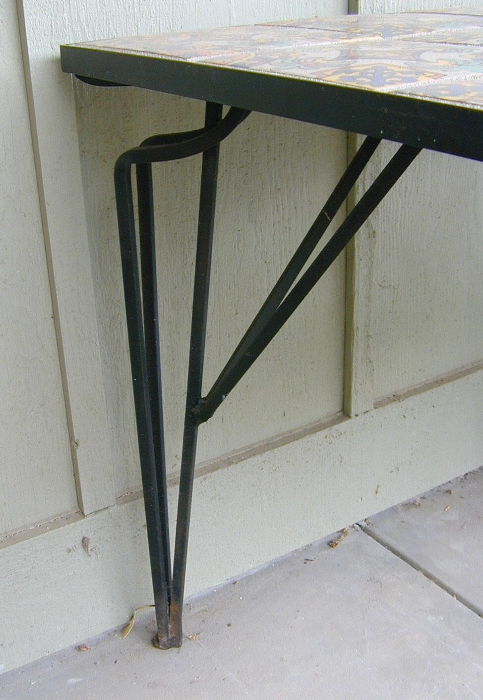 Tudor Tile Breakfast Table, Deco Iron Base