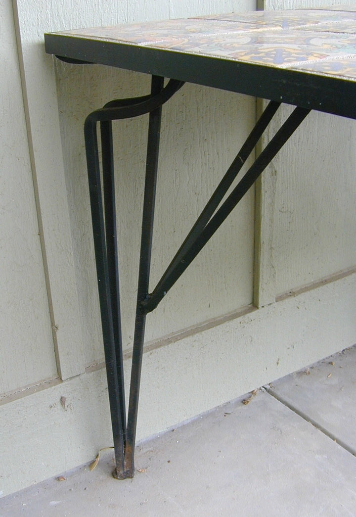 Tudor Tile Breakfast Table, Deco Iron Base