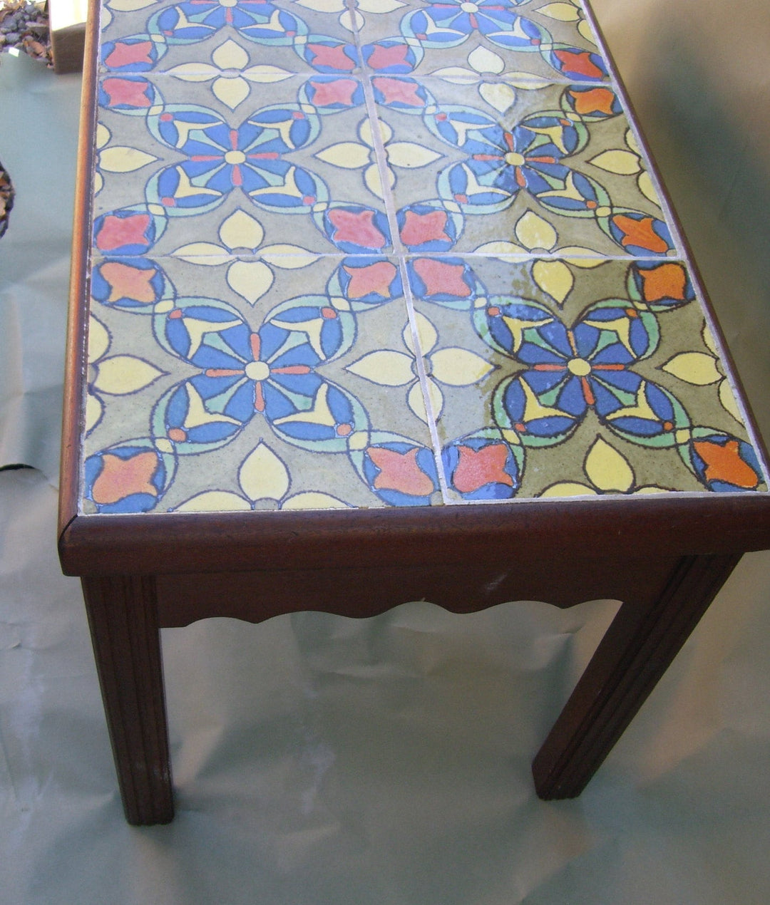 6-8" Malibu Tile Table, Monterey style Wood Base