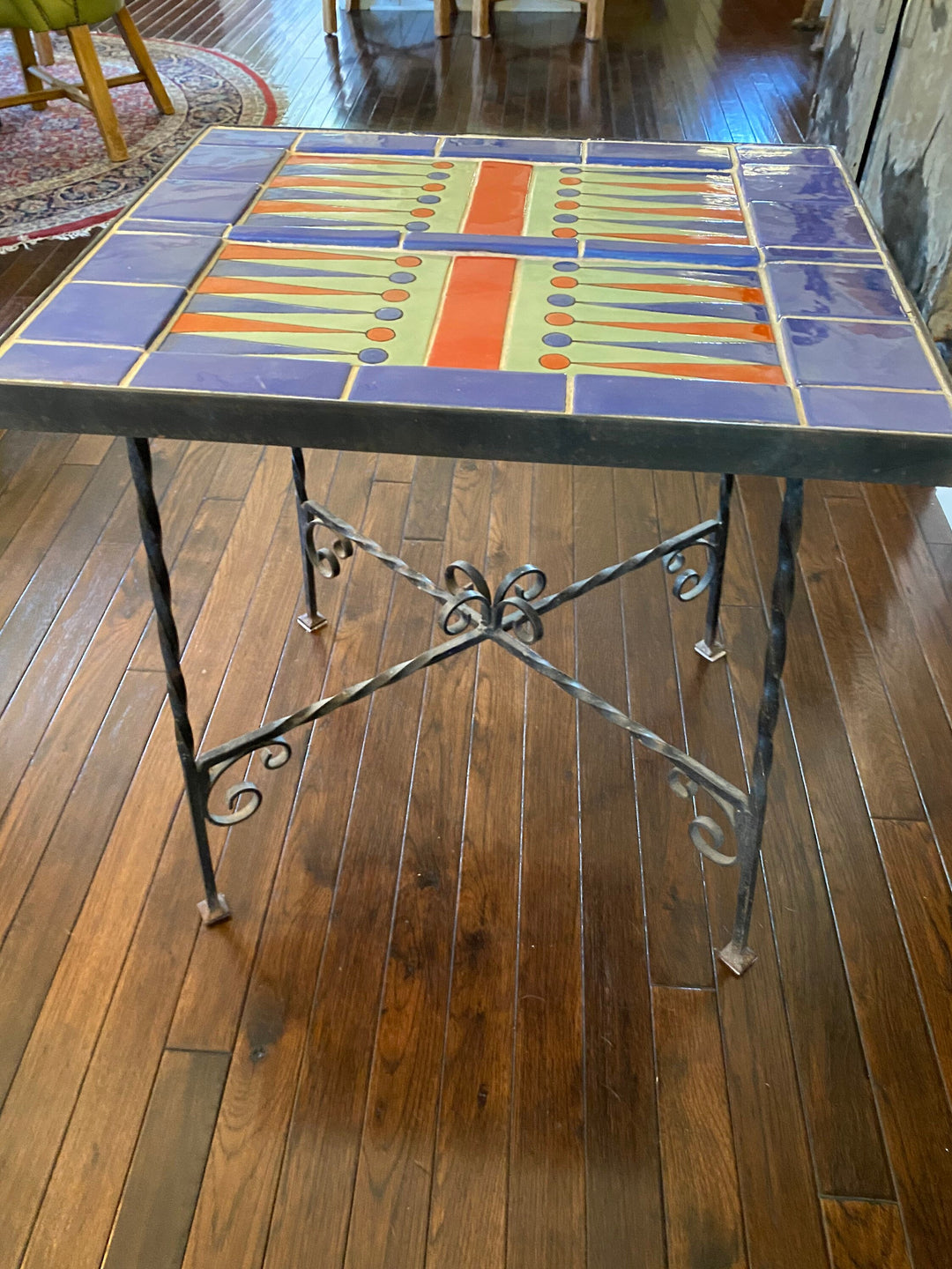 Vintage Catalina Backgammon Table, Wrought Iron base