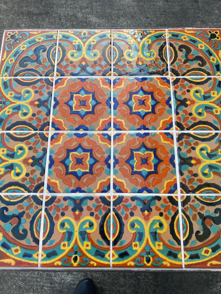 Impressive Taylor Tile Table, 16-6” tiles w/ wrought iron base