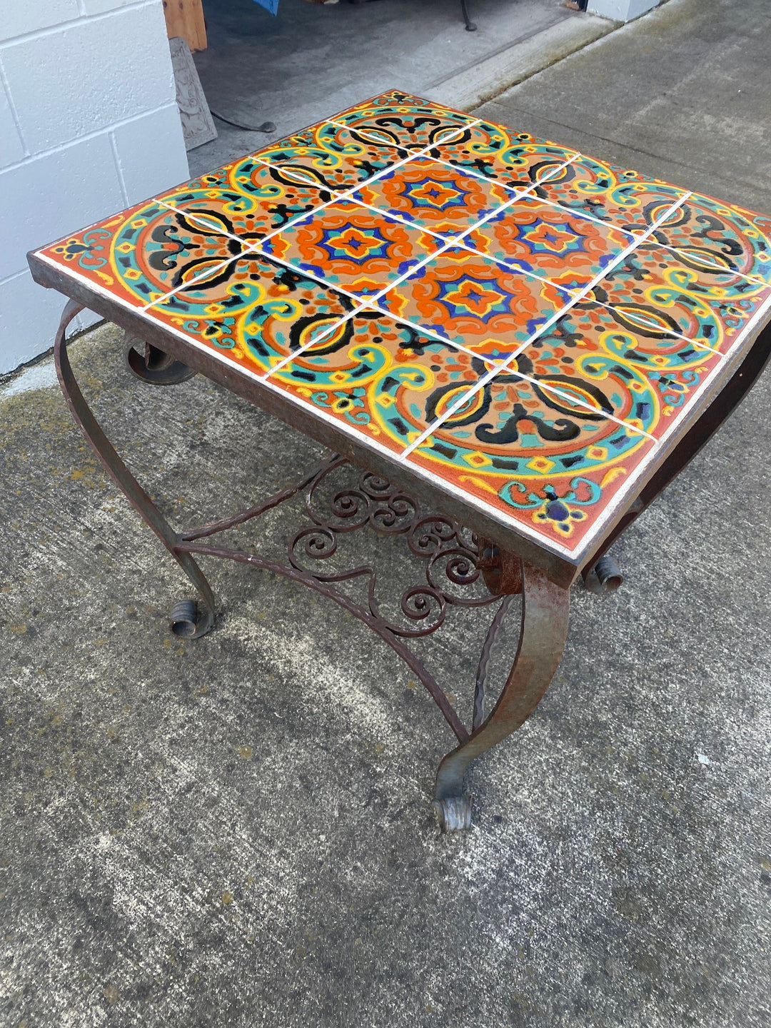 Impressive Taylor Tile Table, 16-6” tiles w/ wrought iron base